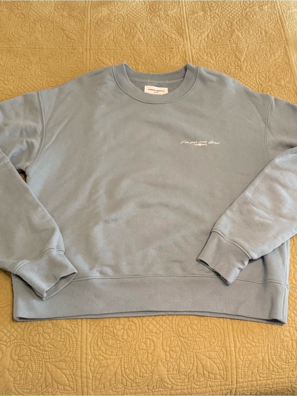 Spiritual Gangster Light Blue Sweatshirt “Free Your Inner Spirit” Back Graphic